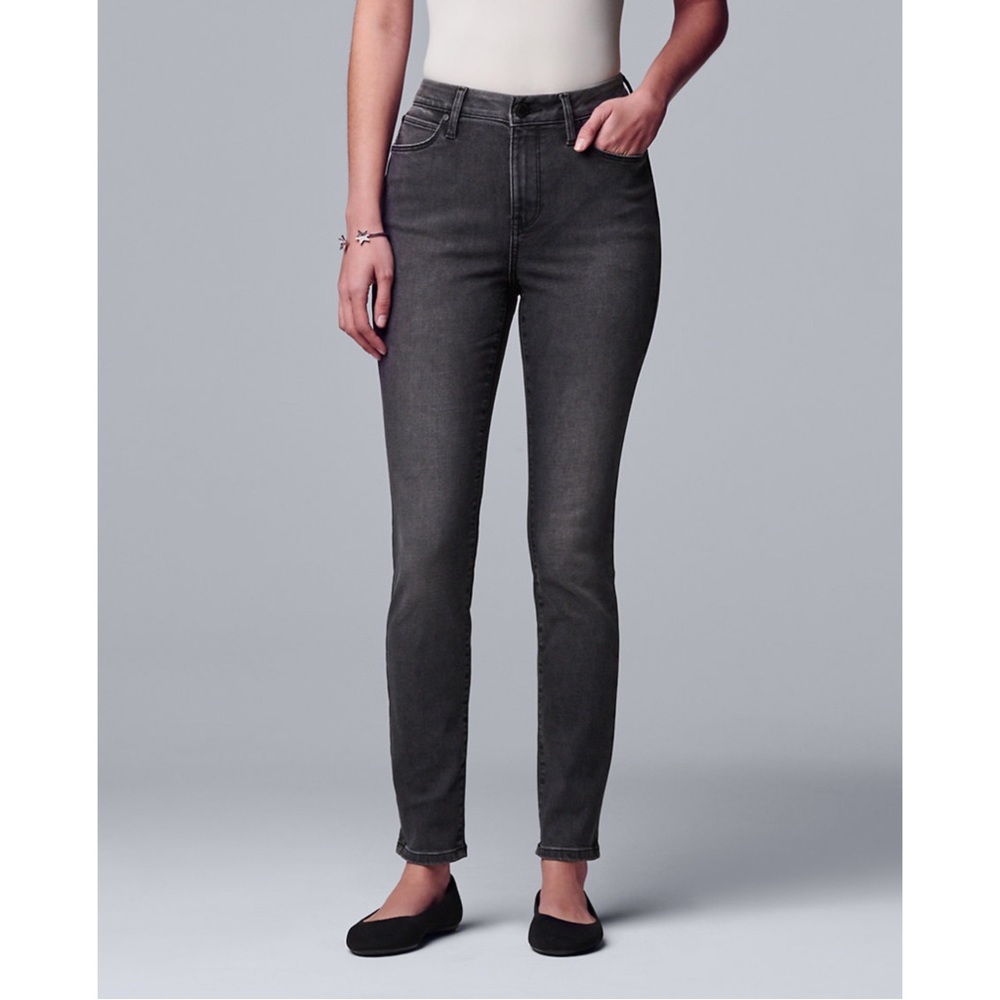 NWT Simply Vera Vera Wang Stretch High-Waisted Skinny Jeans Grey Size 18